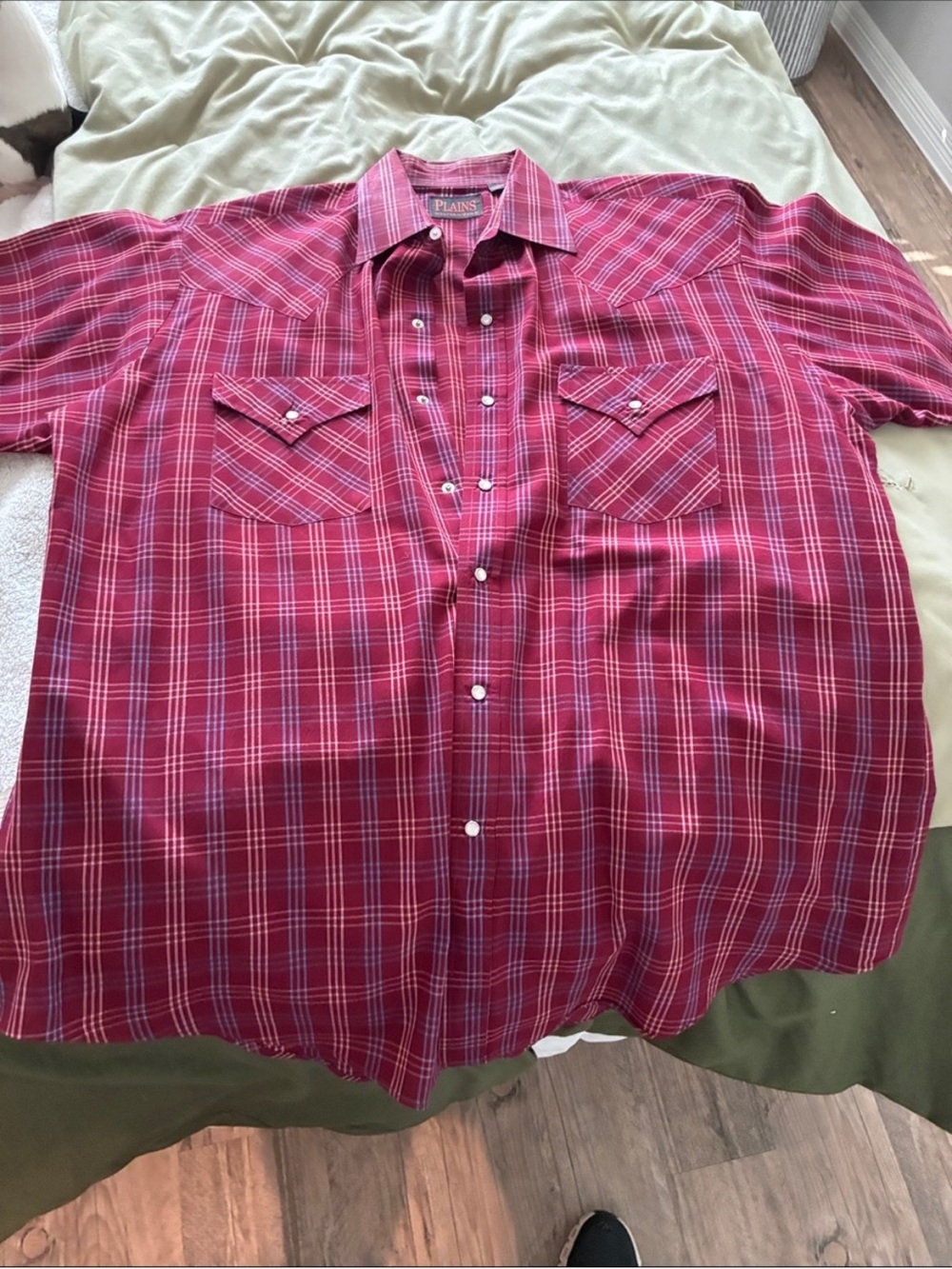Red Plaid Men's snap Up western shirt